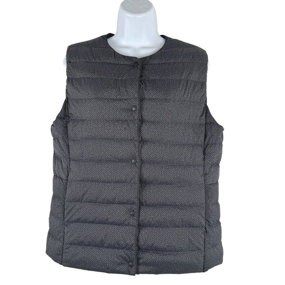 Uniqlo Ultra Light Down Vest Womens Medium Collarless Snap Front CJ-2000 - Picture 1 of 9
